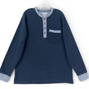 Duluth Trading Co Navy Henley | Men’s M | Long Sleeve Pocket Shirt